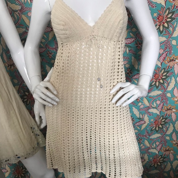 Brazilian Hand-Made Crochet Demi Dress (NWOT) plus Slip-Dress (2 Pc) Size Small - Picture 4 of 17